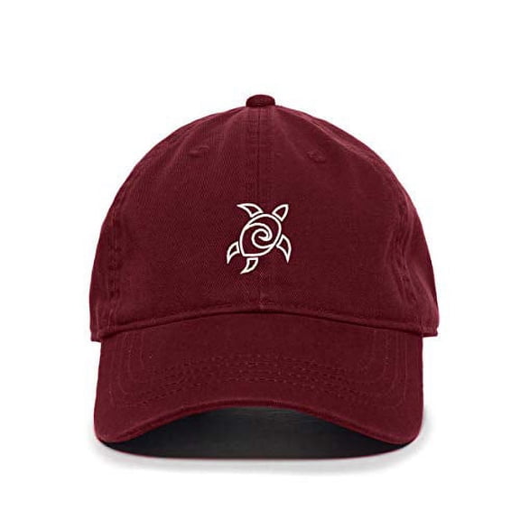 Sea Turtle Baseball Cap Embroidered Cotton Adjustable Dad Hat Burgundy