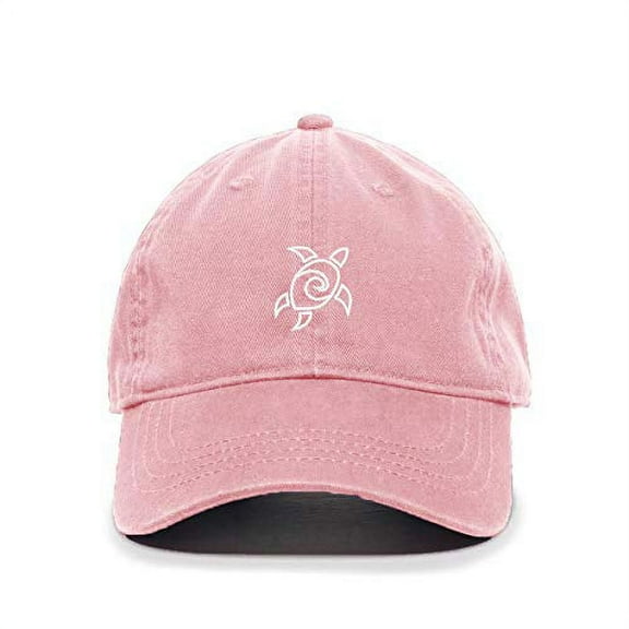 Sea Turtle Baseball Cap Embroidered Cotton Adjustable Dad Hat Light Pink