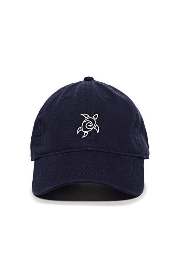 Sea Turtle Baseball Cap Embroidered Cotton Adjustable Dad Hat Navy