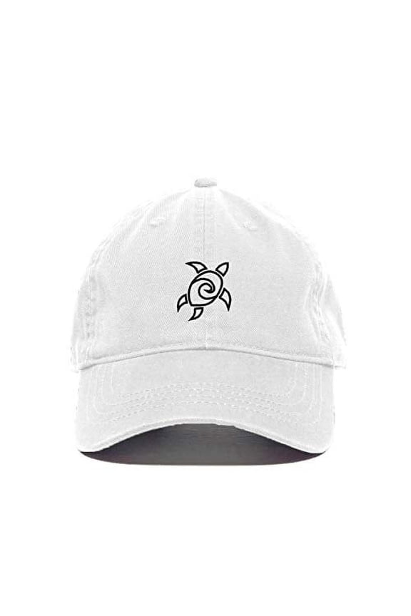 Sea Turtle Baseball Cap Embroidered Cotton Adjustable Dad Hat White