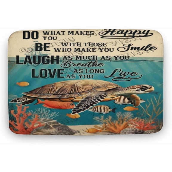 Sea Turtle Bath Mat for Bathroom Rugs,Bath Mat, Extra Soft,Non-Slip Base Bath Carpet,Machine Washable, Great for Bathroom Floor, Tub and Shower, 16"x24"