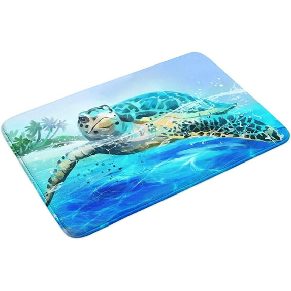 Sea Turtle Bath Mats for Bathroom Non Slip Bathroom Rugs Absorbent Bath Rug Machine Washable Beach Themed Bathroom Decor 16x24 Inch