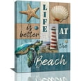 thumbnail image 1 of Sea Turtle Bathroom Decor Wall Art Beach Lighthouse Ocean Nautical Shell Inspirational Quotes Pictures Wall Decor Canvas Painting Prints Artwork Decorations Framed for Bathroom Bedroom 12"x16", 1 of 6