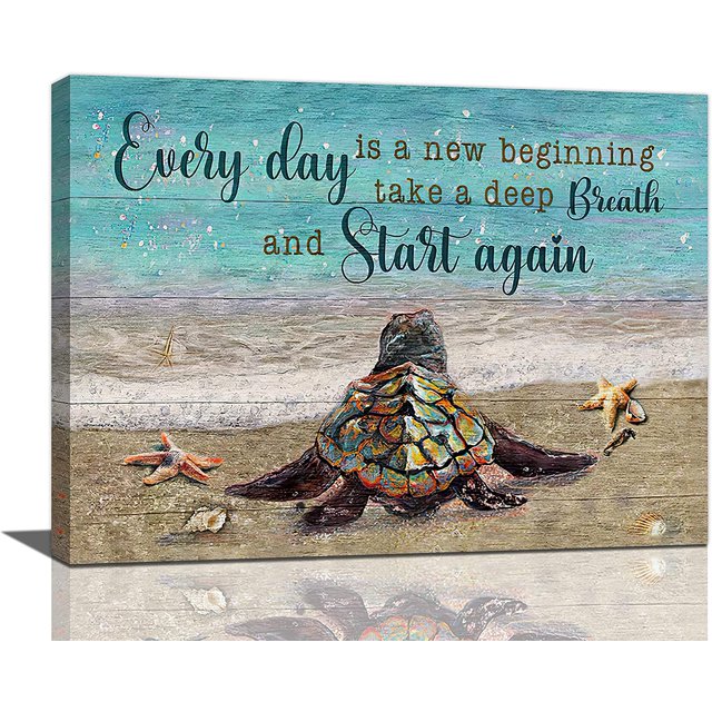 Sea Turtle Bathroom Decor Wall Art Inspirational Quotes Every Day Is A