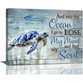 thumbnail image 1 of Sea Turtle Bathroom Wall Art Ocean Turtle Bathroom Pictures Wall Decor Watercolor Beach Sea Turtle Canvas Painting Framed Artwork for Bathroom Bed Room Living Room Decoration 12"x16", 1 of 6