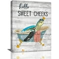 thumbnail image 1 of Sea Turtle Bathroom Wall Art Teal Sea Turtle Pictures Wall Decor Funny Sea Turtle in Bathtub Canvas Painting Print Artworks Coastal Beach Themed Ocean Animal Nautical Bathroom Decor Framed 12"x16", 1 of 6