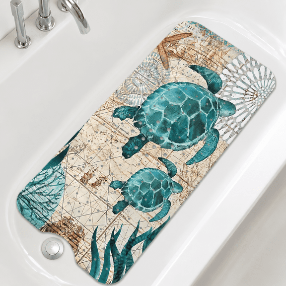 Sea Turtle Bathtub Mat Non Slip Bath For Tub Rubber Cute Mats Bathroom Beach Anti Shower With Suction And Drain Holeshine Washabl