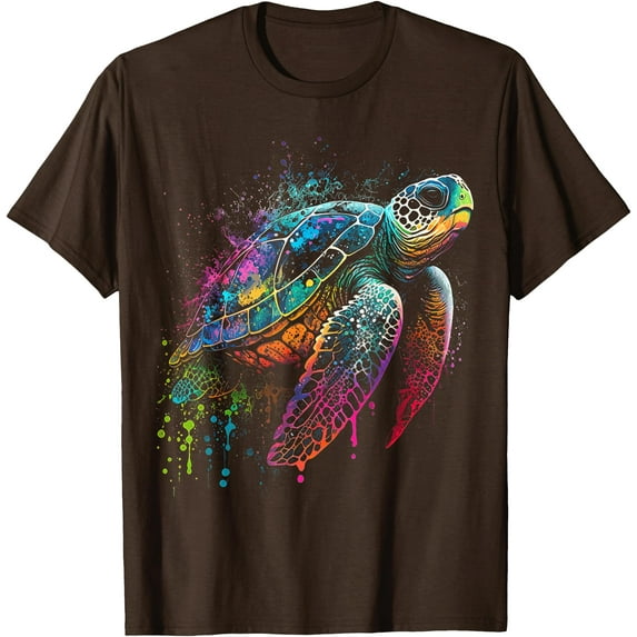 Sea Turtle Beach Lover Ocean Animal Graphic Novelty Unisex T-Shirt for Men Women Kids Toddler,Dark Chocolate Color,Size YS