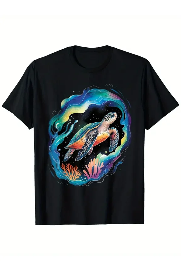 Sea Turtle Beach Lover Ocean Animal Graphic Novelty Women T-Shirt World Oceans Day T-shirt 100% Pure Cotton Gift For Men Women Dad Mom and Friends Large Sizes Are 1XL-5XL Black
