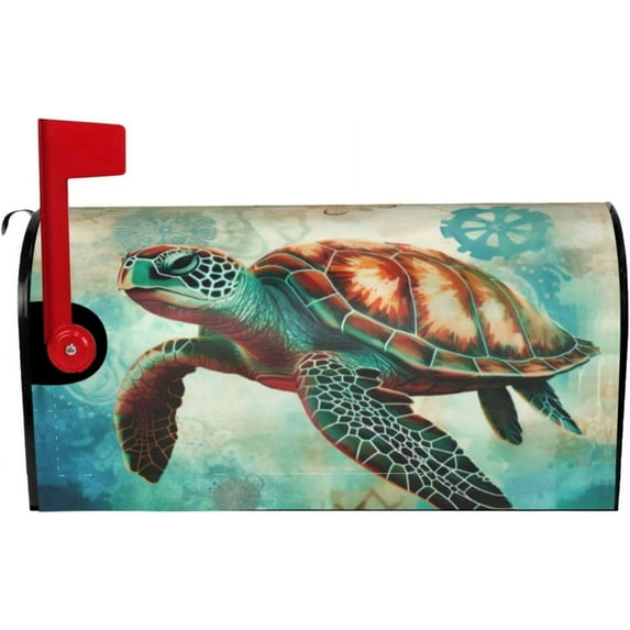 Sea Turtle Beach Ocean Animals Magnetic Mailbox Covers, Mail Wraps Garden Yard Home Decor for Outdoor Standard Size 21x18 in