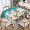 thumbnail image 1 of Sea Turtle Beach Starfish Ocean Coastal Waterproof Picnic Party Square Table Cloth Cover Decorations Fabric 60 X 60 Inches Square Tablecloth for 30-46 Inch Home Dining Room Kitchen Decor, 1 of 5