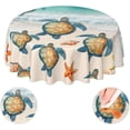 thumbnail image 1 of Sea Turtle Beach Starfish Ocean Coastal Waterproof Picnic Patio Party Round Table Cloth Cover Decorations Fabric 60 Inch Circular Tablecloth for 20-47 Inch Home Dining Room Kitchen Decor, 1 of 6