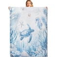 thumbnail image 1 of Sea Turtle Beach Throw Blanket,50x60in,Soft,Lightweight Flannel,Serene Underwater Seahorse Blankets - Gifts for Adult & Ocean Lovers,for Couch Office Travel,Home Living Room Decor, 1 of 6