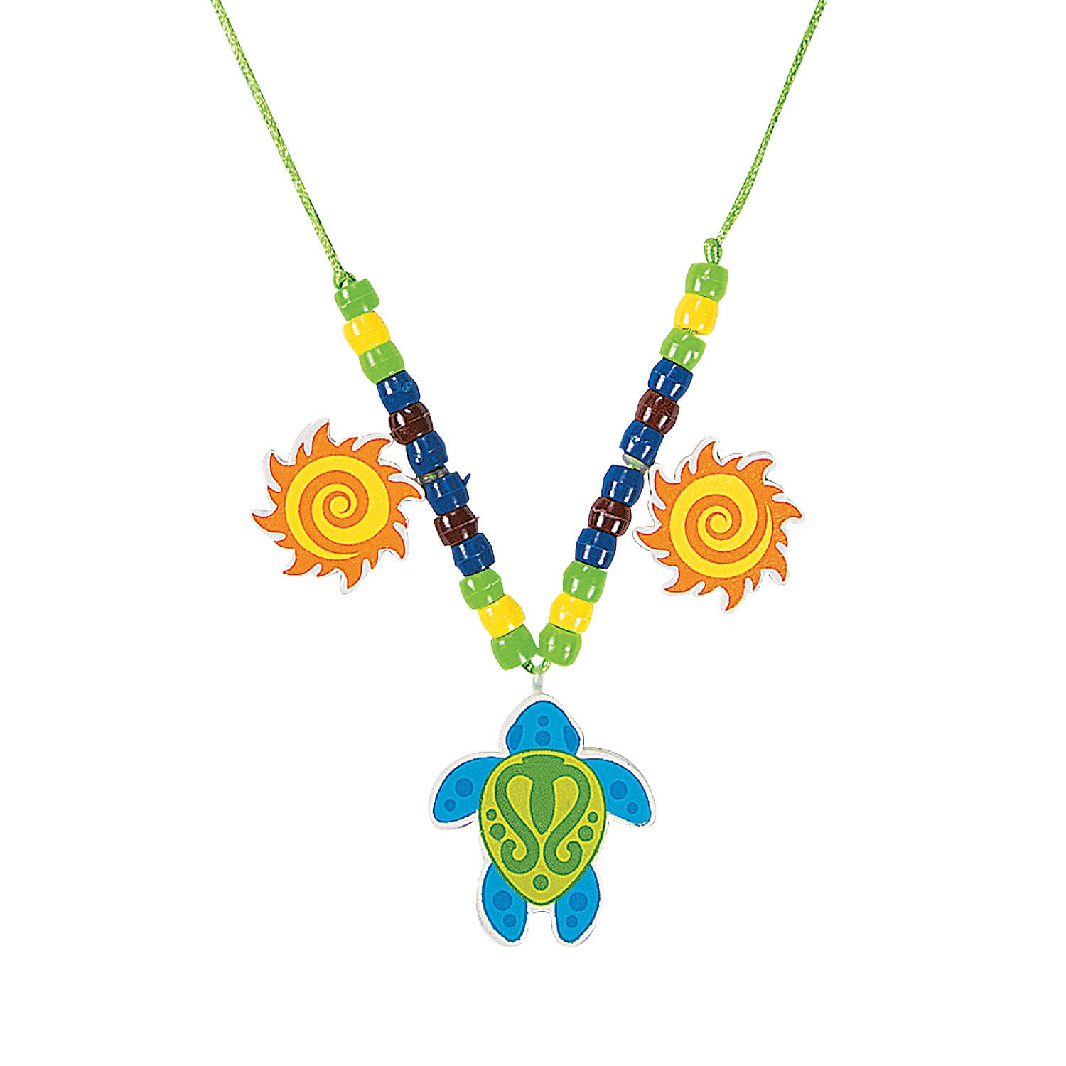 Sea Turtle Beaded Necklace Craft Kit, Makes 12, Craft Kits, Summer, 12 Pieces