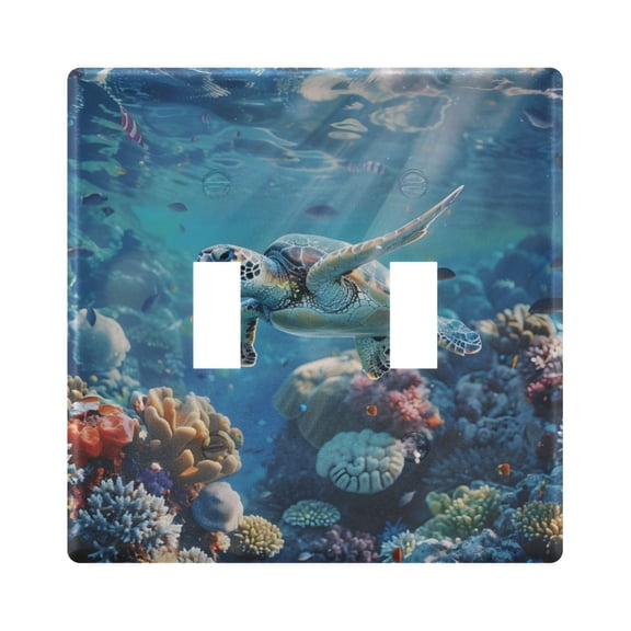 Sea Turtle Beautiful Corals Light Switch Cover Electrical Outlet Cover Replaceable Wall Plates 2-Gang