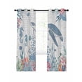 thumbnail image 1 of Sea Turtle Blackout Curtains for Bedroom Living Room, Watercolor Seaweed Fish Coral Seahorse White Letter Texture 84 In Long Thermal Insulated Room Darkening Drapes Grommet Window Treatments 42x84 In, 1 of 9