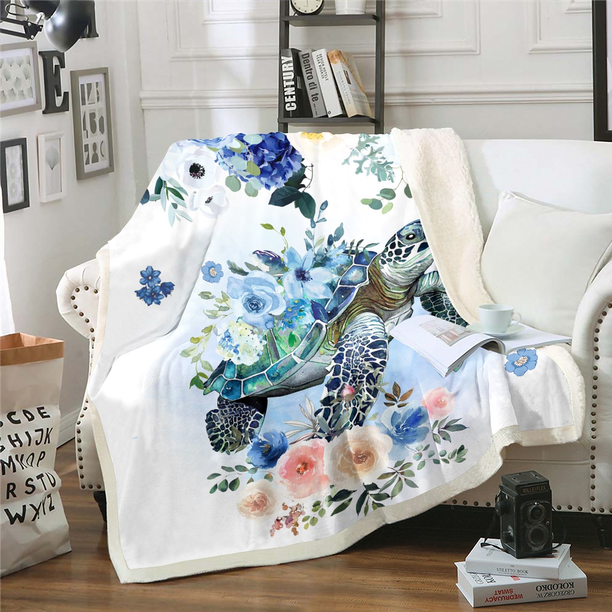 Neon Floral Turtles Ultra-Soft Micro Fleece Blanket 50