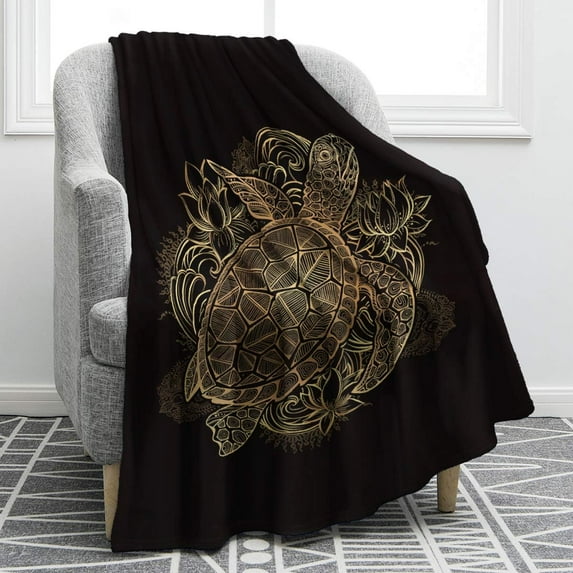 Sea Turtle Blanket Comfort Warmth Abstract Tortoise Blue Blanket for Couch Bed Chair Office Sofa 50"x60"