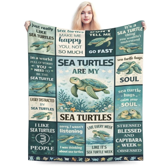 Sea Turtle Blanket Gift Throw Blanket Sea Turtle Pattern Blanket Cozy Soft Home Decor Gift for Sea Turtle Lovers Ocean Animal Fans 50x40