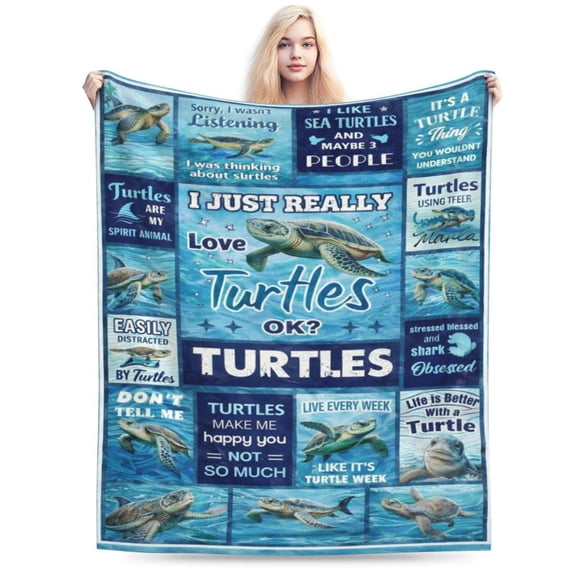 Sea Turtle Blanket Gift Throw Blanket Sea Turtle Pattern Blanket Cozy Soft Home Decor Gift for Turtle Lovers Ocean Animal Fans 50x40