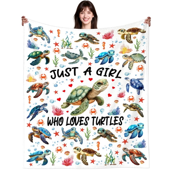 Sea Turtle Blanket Gifts for Women Turtles Lovers Stuff Merch Turtles Blanket Plush Flannel Bedding Sea Animal Turtle Gifts for Women Adults Room Decor 50"X40"