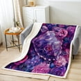 thumbnail image 1 of Sea Turtle Blanket Purple Tortoise Throw Blanket 90"x90",Romantic Rose Flowers Fleece Blanket Bohemian Floral Bed Blanket for Sofa Couch Travel Camping Bed Chair, 1 of 6