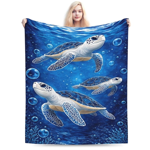 Sea Turtle Blanket Sea Turtle Fleece Throw Blanket Super Soft Fuzzy Plush Cozy Warm Stuffed Bedding Stuffed Blankets Gift for Boys Girls Men Women 50x40