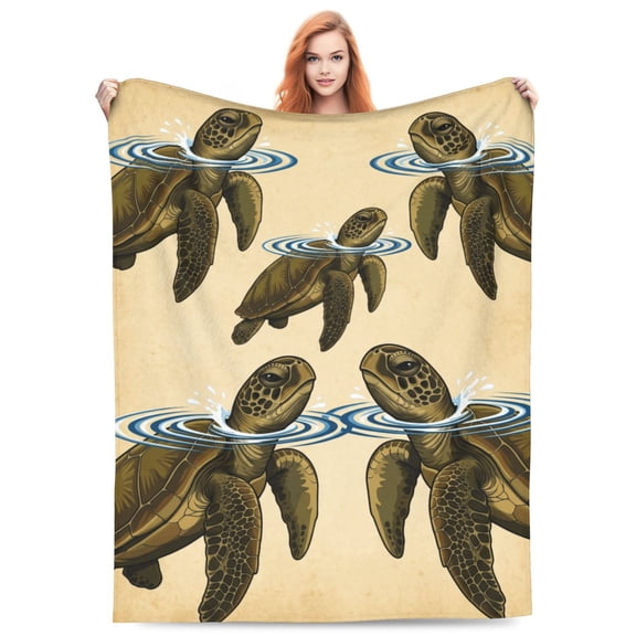 Sea Turtle Blanket | Soft Flannel Blanket with Turtle Pattern – Cozy All Season Couch Blanket 50x40