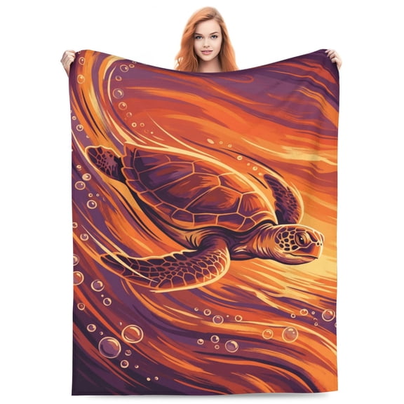 Sea Turtle Blanket | Soft Flannel Blanket with Turtle Pattern – Cozy All Season Couch Blanket 50x40