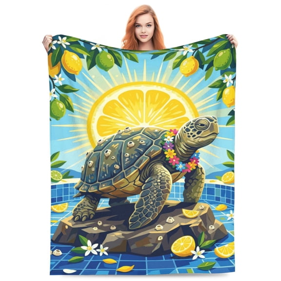 Sea Turtle Blanket | Soft Flannel Blanket with Turtle Pattern – Cozy All Season Couch Blanket 50x40