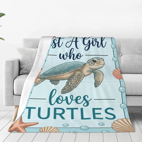 Sea Turtle Blanket - Soft, Fuzzy & Warm - Blanket for Couch, Sofa - Blue Cute Throw Gifts for Adults 50x40