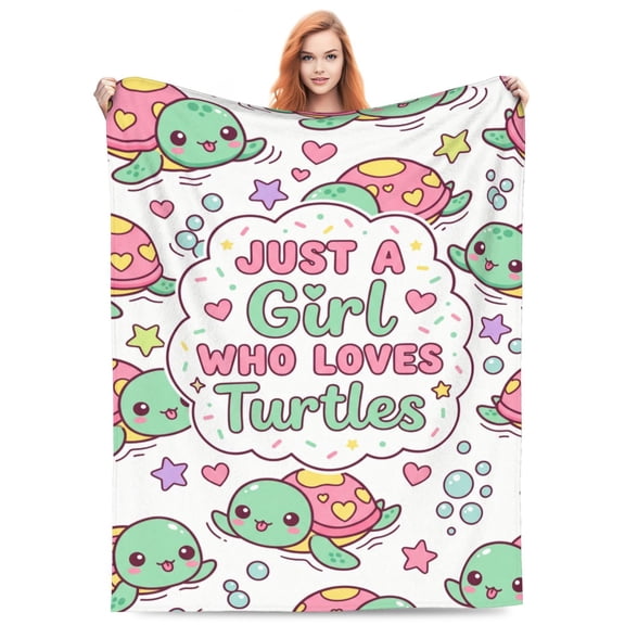 Sea Turtle Blanket - Soft Warmth Flannel Ocean Decor, Cozy All Season Throw for Sofa 50x40
