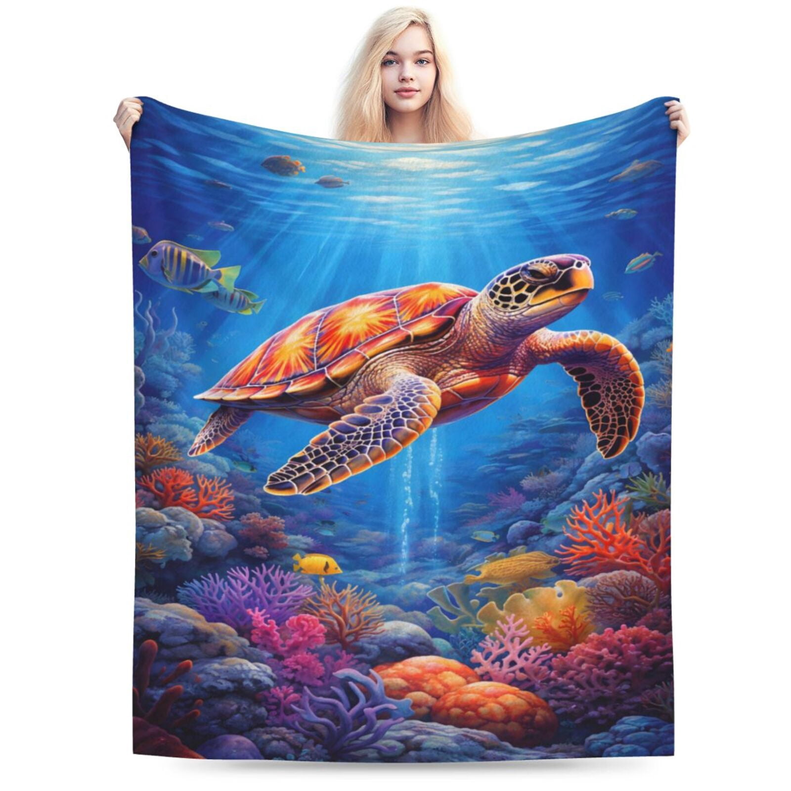 Sea Turtle Blanket Turtles Shell Ocean Flannel Throw Blankets for Home ...