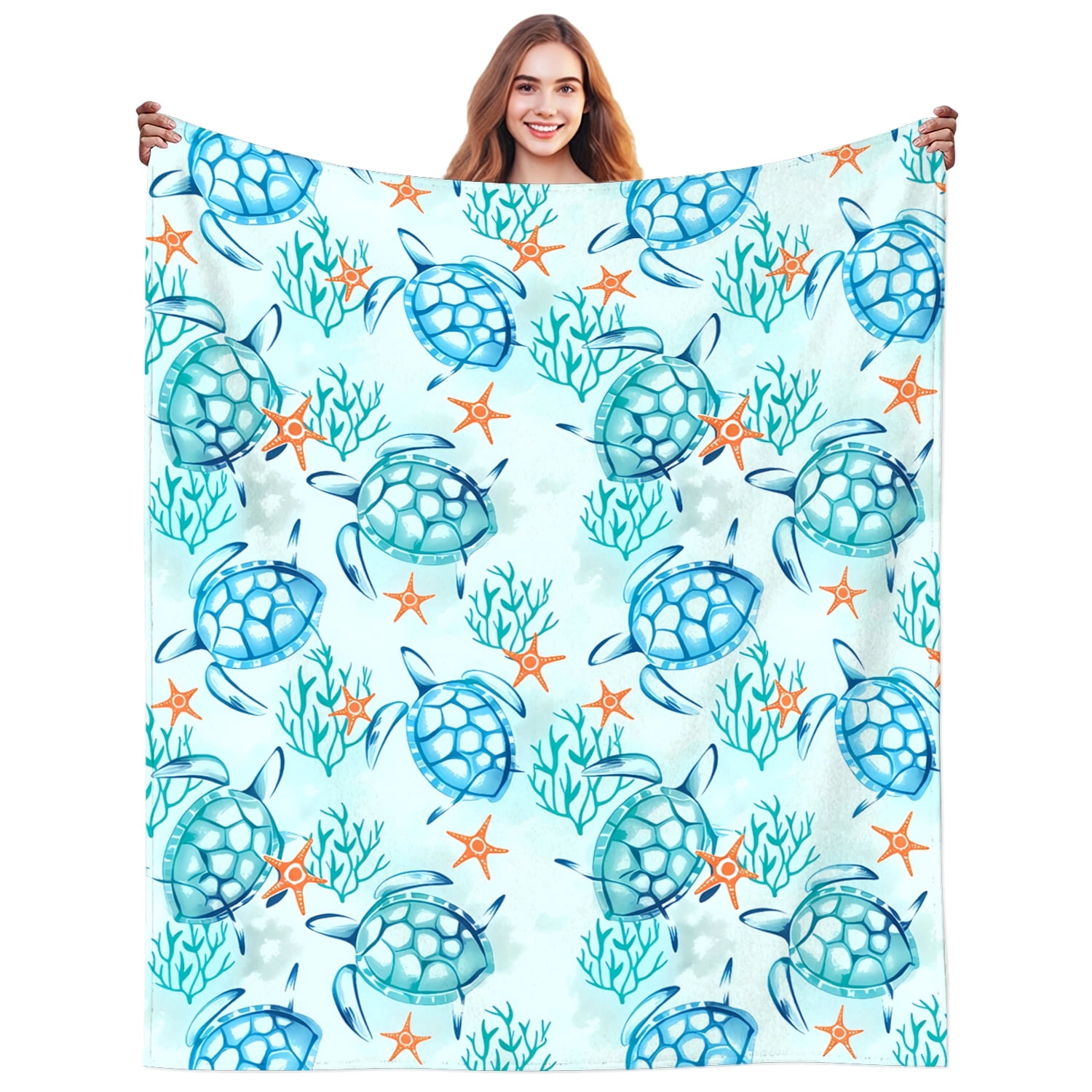 Sea Turtle Blanket for Women Stuff Turtles Blanket Throw Plush Cozy Soft Flannel Bedding Turtle Blankets Gifts for Women Adults Sea Animal Lovers Sofa Couch Bed Room Decor 60"X50"