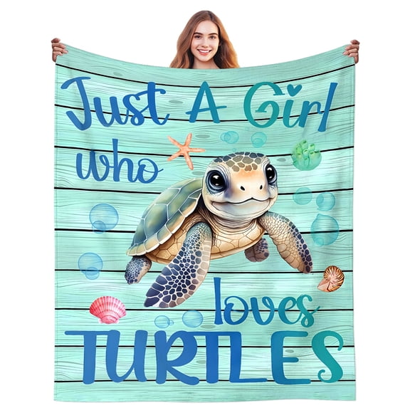 Sea Turtle Blanket for Women Stuff Turtles Blanket Throw Plush Cozy Soft Flannel Bedding Turtle Blankets Gifts for Women Adults Sea Animal Lovers Sofa Couch Bed Room Decor 50"X40"