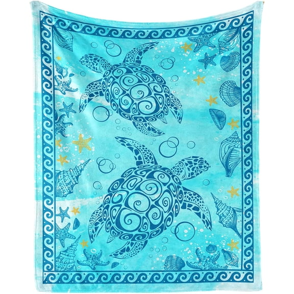 Sea Turtle Blanket for Boys Girls, Cute Sea Turtle Themed Design Printed Throw Blankets for Kids Lap, Chair, Warm Soft Cozy Blanket, 30"x 40"