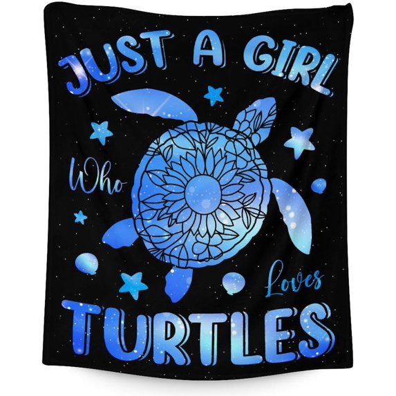 Sea Turtle Blanket for Women & Girls - 40x50 Inches Crib Size - Soft Fuzzy Plush Throws Gifts - Black Cute Ocean Blanket for Couch & Sofa