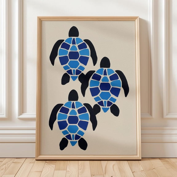 Sea Turtle Blue Coastal Ocean Nature Porch Decoration Unframed Paper Print