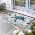 thumbnail image 1 of Sea Turtle Blue Door Mat Indoor Outdoor, Coastal Ocean Seaweed Wooden Grain Non Slip Welcome Mat with Rubber Backing, Absorbent Fabric Front Door Mats Entryway Rug for Home Patio Entrance 20"x31.5", 1 of 9