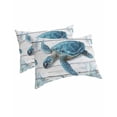 thumbnail image 1 of Sea Turtle Blue Pillow Covers Queen Size 2 Pack, Coastal Ocean Seaweed Wooden Grain Soft Bed Throw Pillowcases Breathable Cooling Long Lumbar Body Pillow Sham Cover for Bed Sofa 20''x30'', 1 of 7