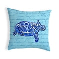 thumbnail image 1 of Betsy Drake Interiors Sea Turtle Blue Script No Cord Pillow 16x20, 1 of 3