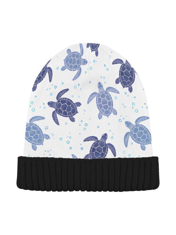 Sea Turtle Blue Sea Animal Beanie Hat Unisex Warm Winter Hat Cap For Women Men Winter Running