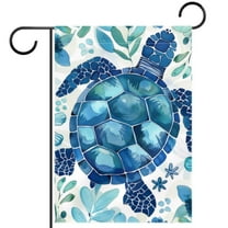 Sea Turtle Blue Teal Ocean Pattern Garden Flag Double Sided House Flag for Outdoor Home, Personalized All Year Round Yard Decor 12 x 18 Inch