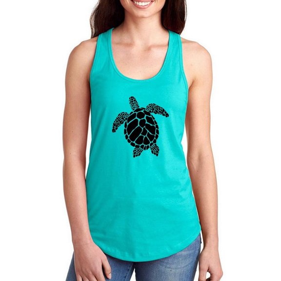 Sea Turtle Bold Line Art  Racerback Tank Women -Image by Shutterstock, Female x-Large
