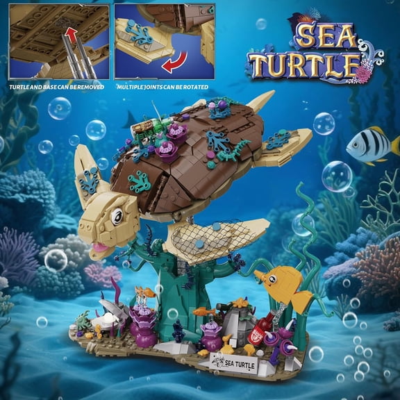 Sea Turtle Building Set, 1271PCS Ocean Dream Reef Collection Set Compatible with Lego Turtle Toy, Unterwater Ocean Animal Building