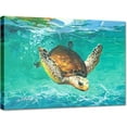 thumbnail image 1 of Sea Turtle Canvas Wall Art Green Bathroom Wall Decor Beach Theme, Nautical Decor for Bathroom Bedroom Living Room, Coastal Wall Decor 12x16 Inches Framed Wall Art Ready to Hang, 1 of 6