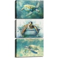 thumbnail image 1 of Sea Turtle Canvas Wall Art Ocean Wall Decor Turtle in Water Picture CoastalRainbow Painting Prints for Living Room Home Office Unframed, 1 of 6