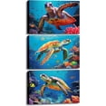 thumbnail image 1 of Sea Turtle Canvas Wall Art Ocean Wall Decor Turtle in Water Picture CoastalRainbow Painting Prints for Living Room Home Office Unframed, 1 of 6