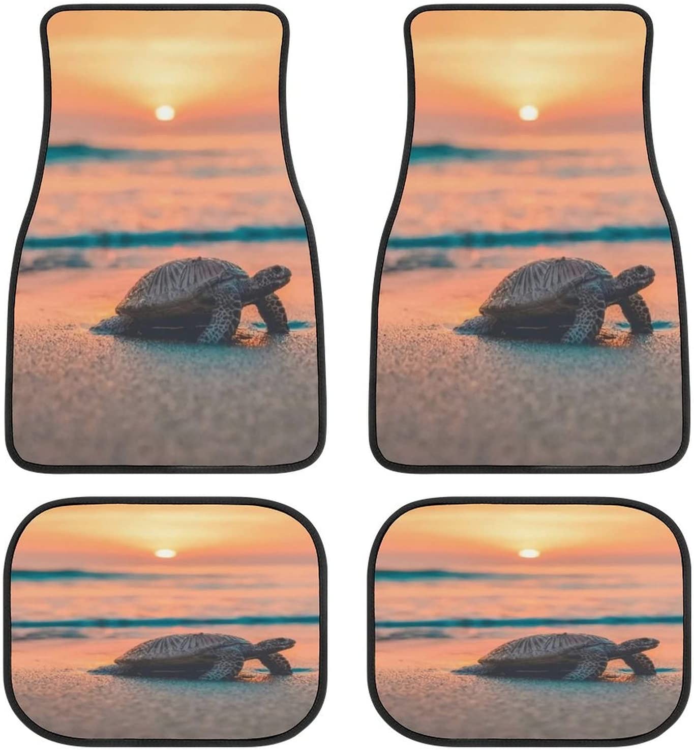 Sea Turtle Car Mats Beach Sunset FrontRear 4Piece Full Set Carpet Car