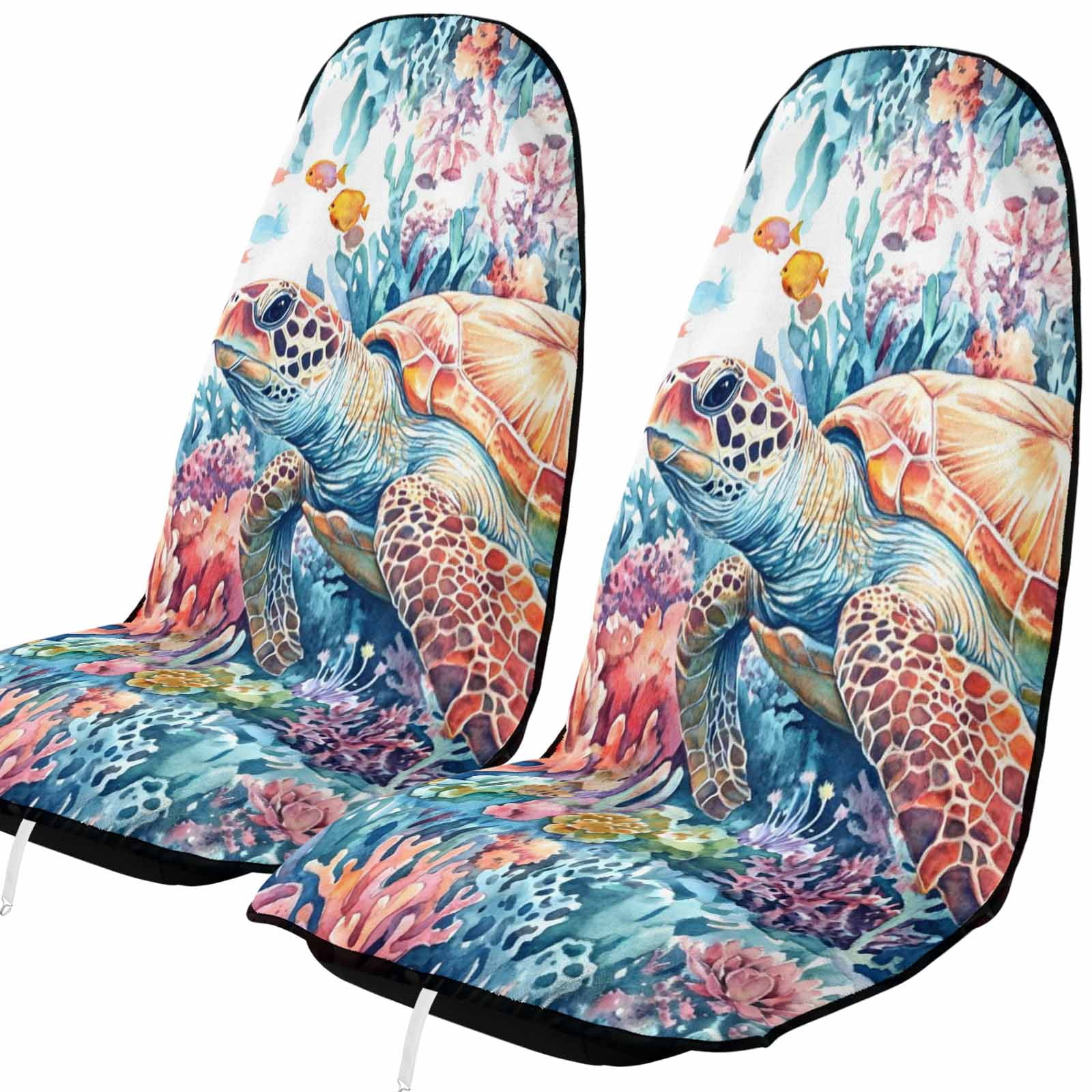 Sand Soft Fall Sea Turtle Car Seat Towel Cover, Coastal Ocean Nature Coral Blue Sand ...